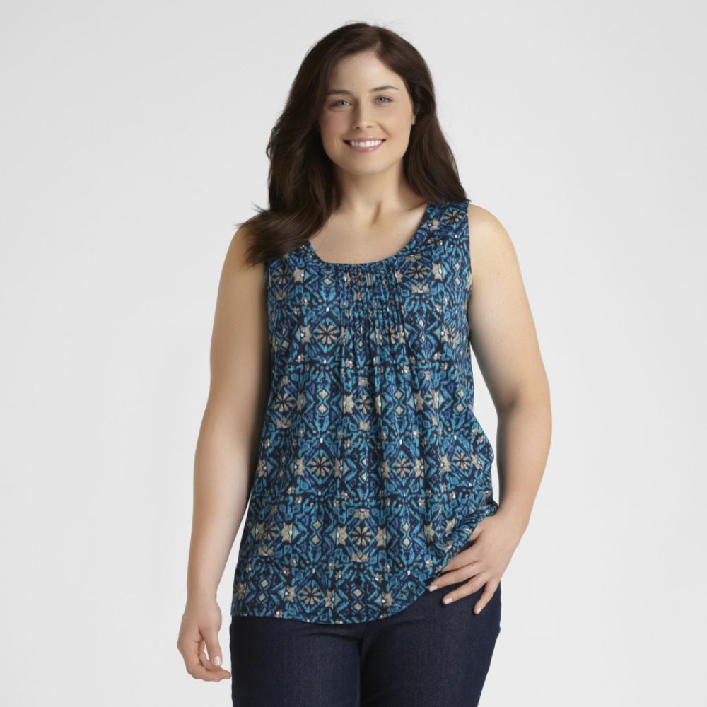 Laura Scott Women's Plus Pintuck Tank Top at Sears.com