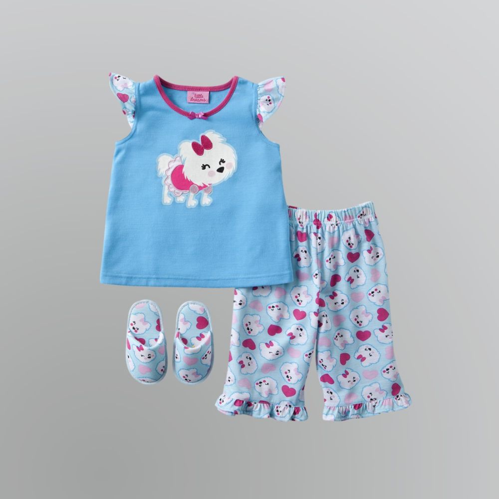 Little Dreams Toddler Girl's Pajama Set with Slippers - Dog at Kmart.com