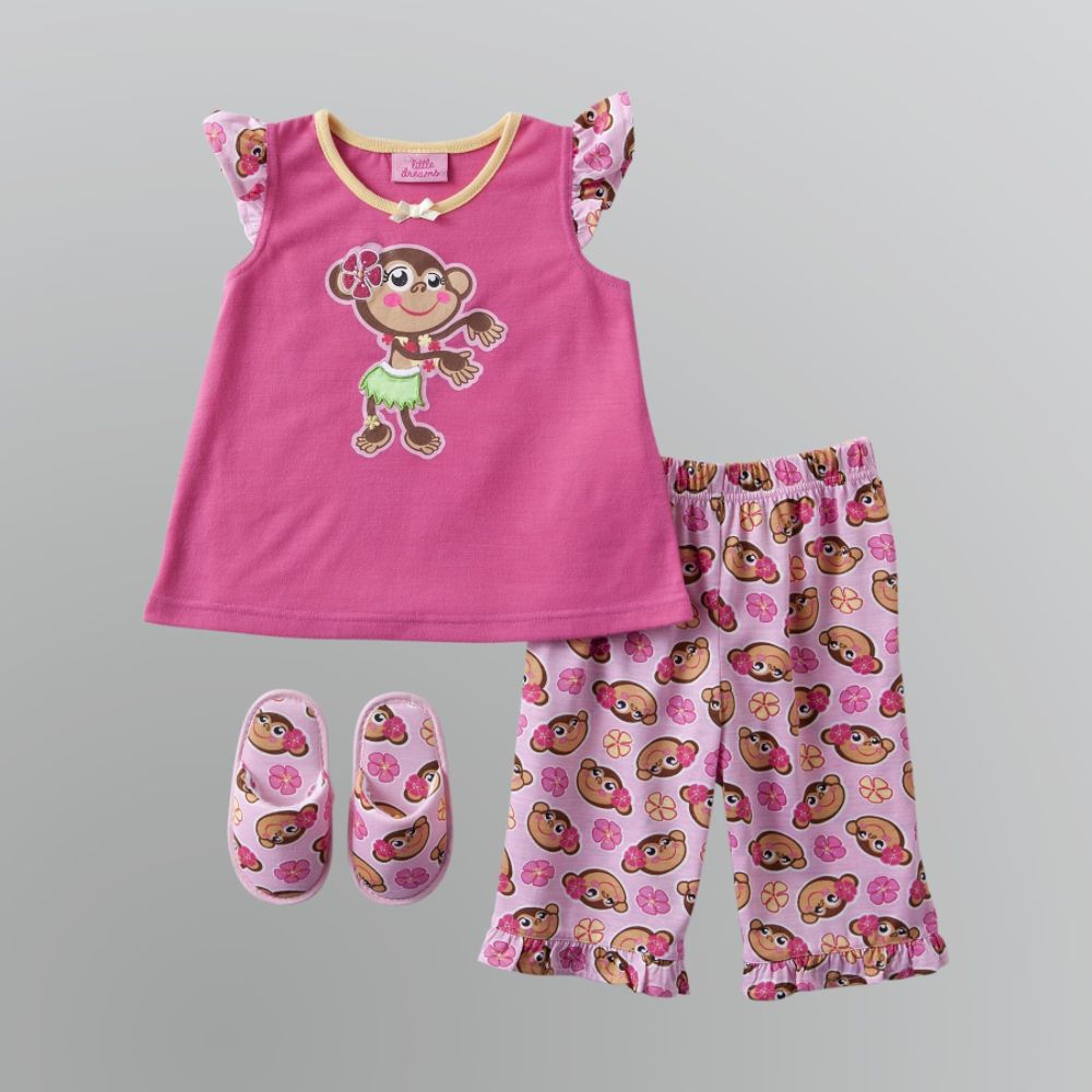 Little Dreams Toddler Girl's Pajama Set with Slippers - Monkey at Kmart.com