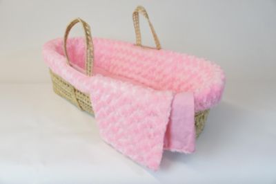 Tadpoles Twisted Fur Moses Basket Set - Pink