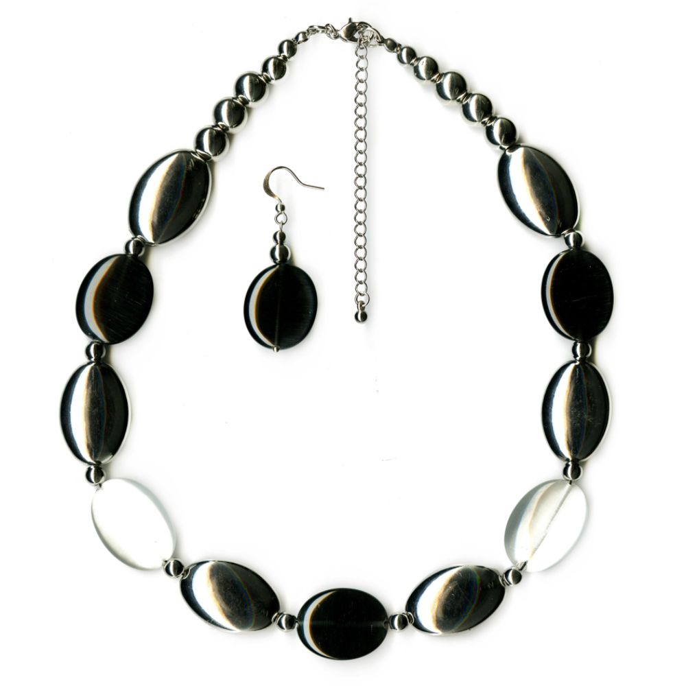 Jaclyn Smith Jet White Flattened Oval Cateye necklace and Earring Set at Kmart.com