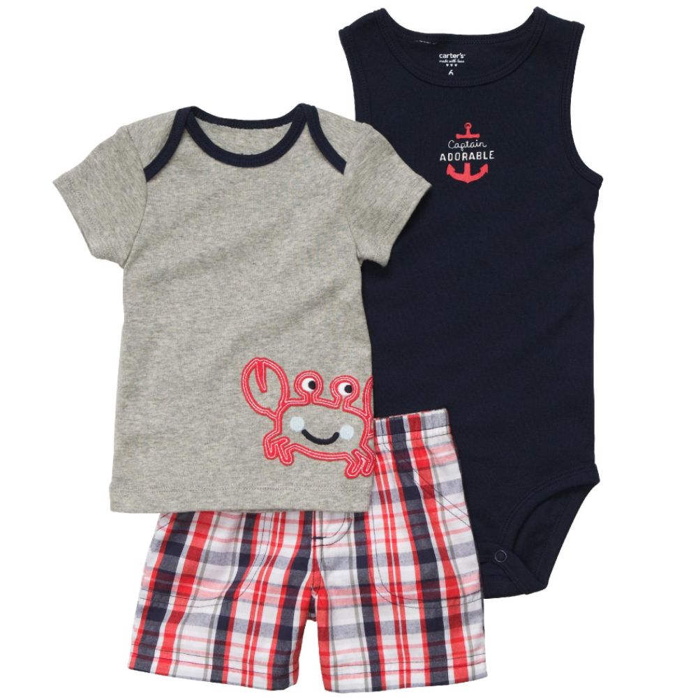 Carters Infant Crab Plaid Set 12-months - Heather/Navy/Red at Sears.com