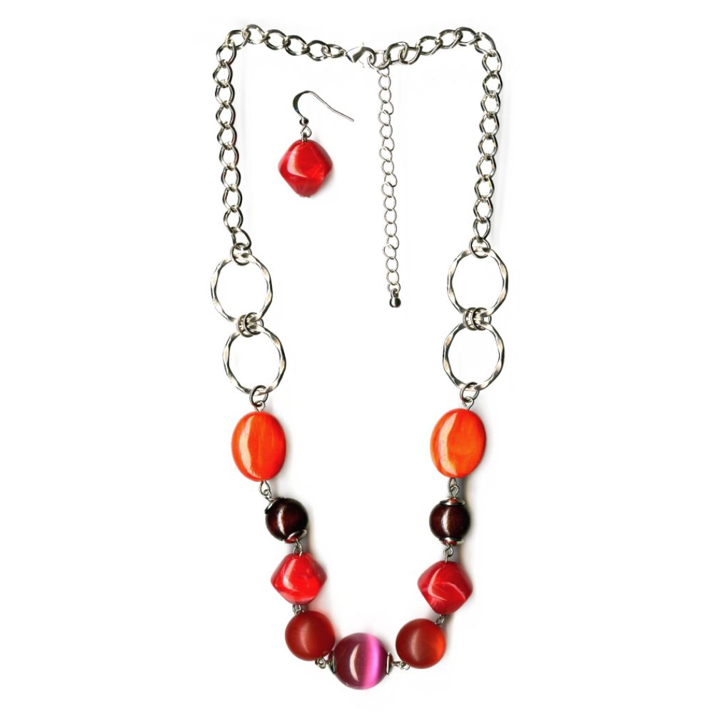 Jaclyn Smith Hammered Rings Cateye Necklace and Earring Set at Kmart.com