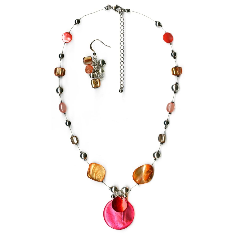 Jaclyn Smith Coral and Natural necklace and Earring Set at Kmart.com