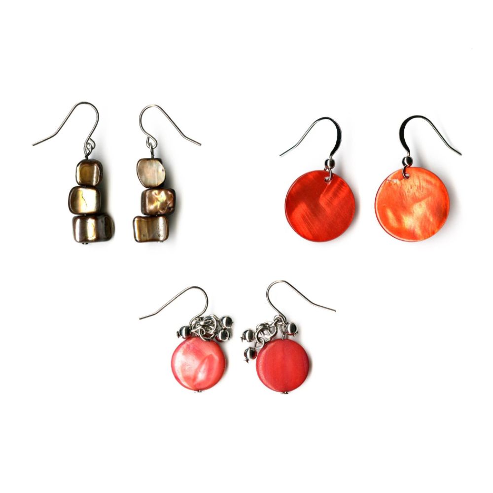 Jaclyn Smith Coral Natural Shell Pendant Earrings Trio at Kmart.com