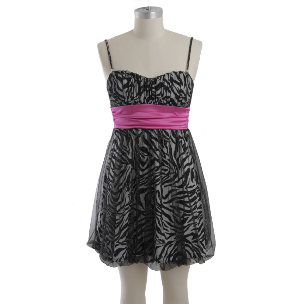 Speechless Juniors Glitter Slip With Overlay Fuschia Sash Zebra Print at Sears.com