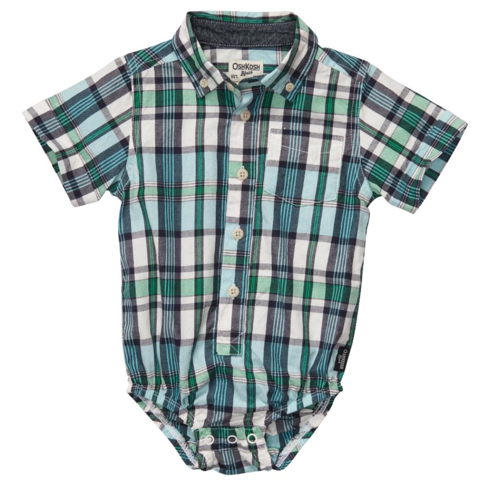 OshKosh Infant Boy’s Blue/Green Plaid Short Sleeve Bodysuit at Sears.com