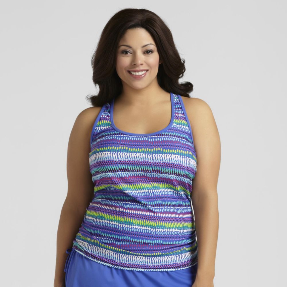 Tropical Escape Women's Plus Shirred Side Tankini Top