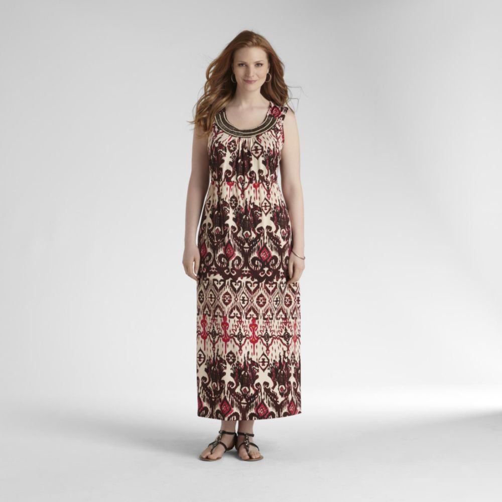 Jaclyn Smith Women's Plus Beaded Tribal Print Maxi Dress at Sears.com
