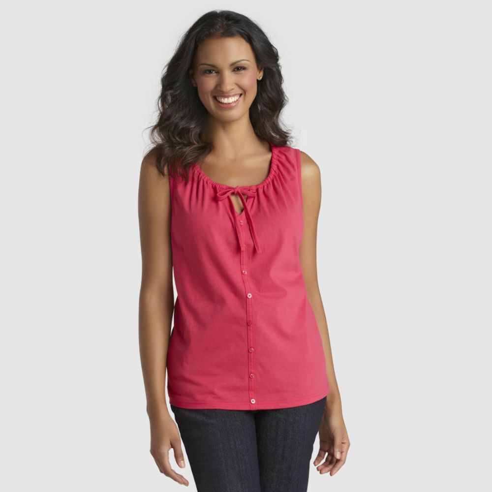 Basic Editions Women's Button-Down Tank Top