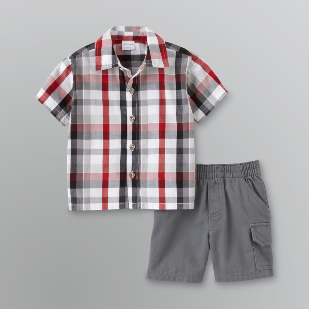 WonderKids Infant and Toddler Boy's Button-Front Shirt and Cargo Shorts Set at Kmart.com