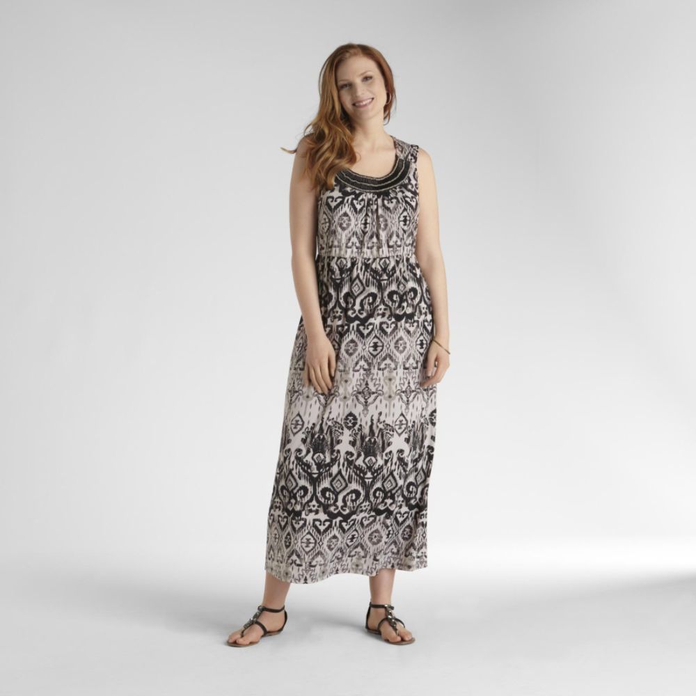 Jaclyn Smith Women's Plus Beaded Tribal Print Maxi Dress at Kmart.com