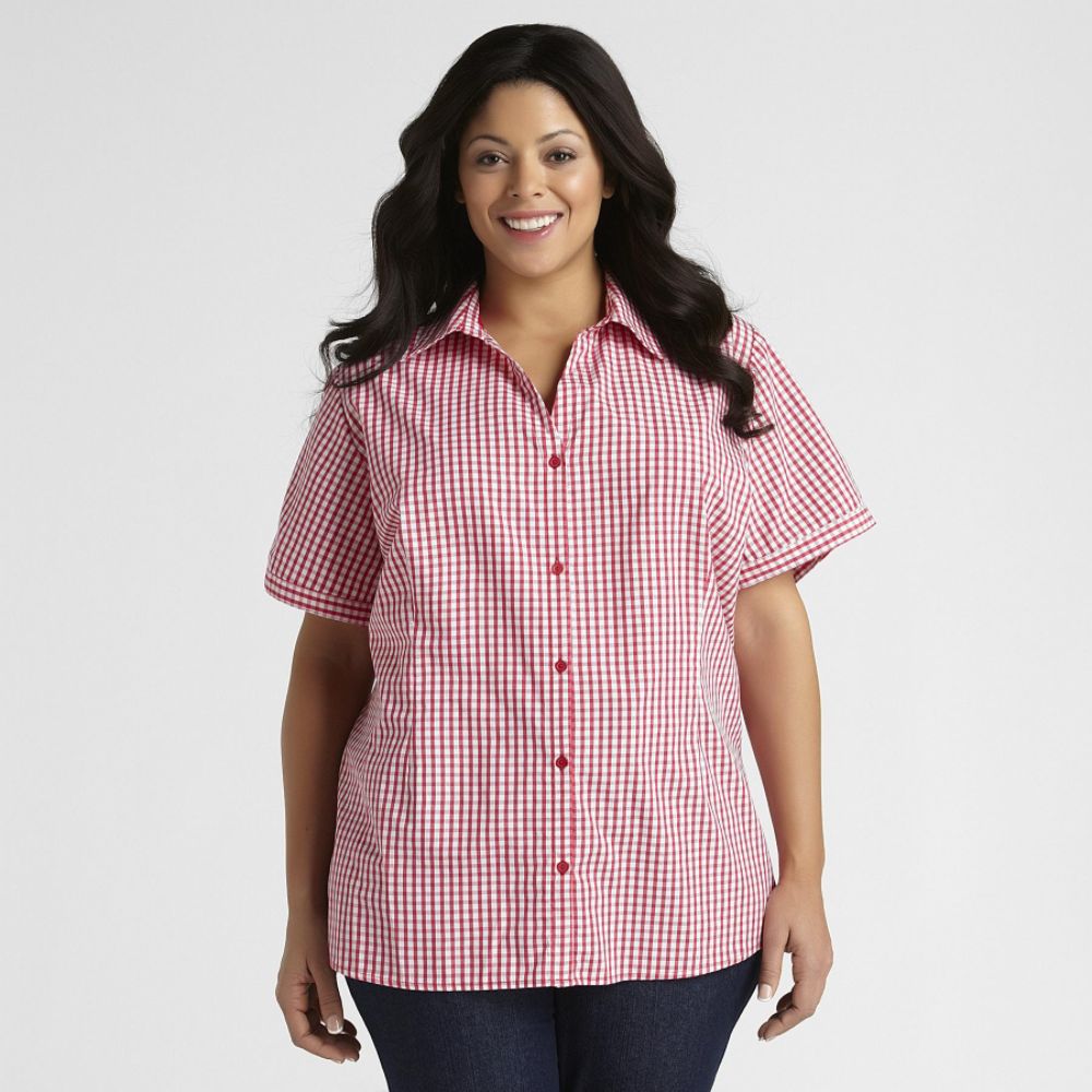 Basic Editions Women's Plus Open Neck Camp Shirt at Kmart.com