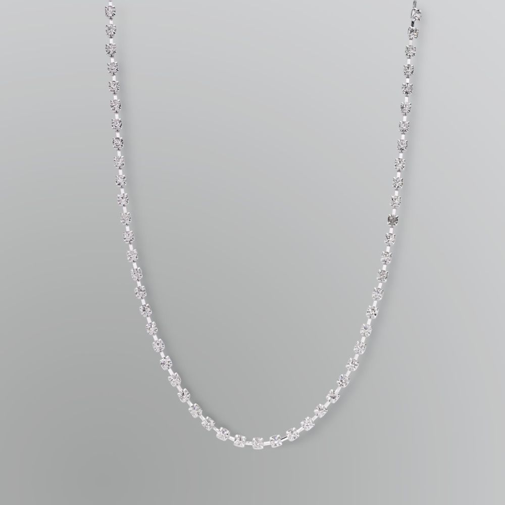 Jaclyn Smith Silvery Rhinestone Necklace at Sears.com
