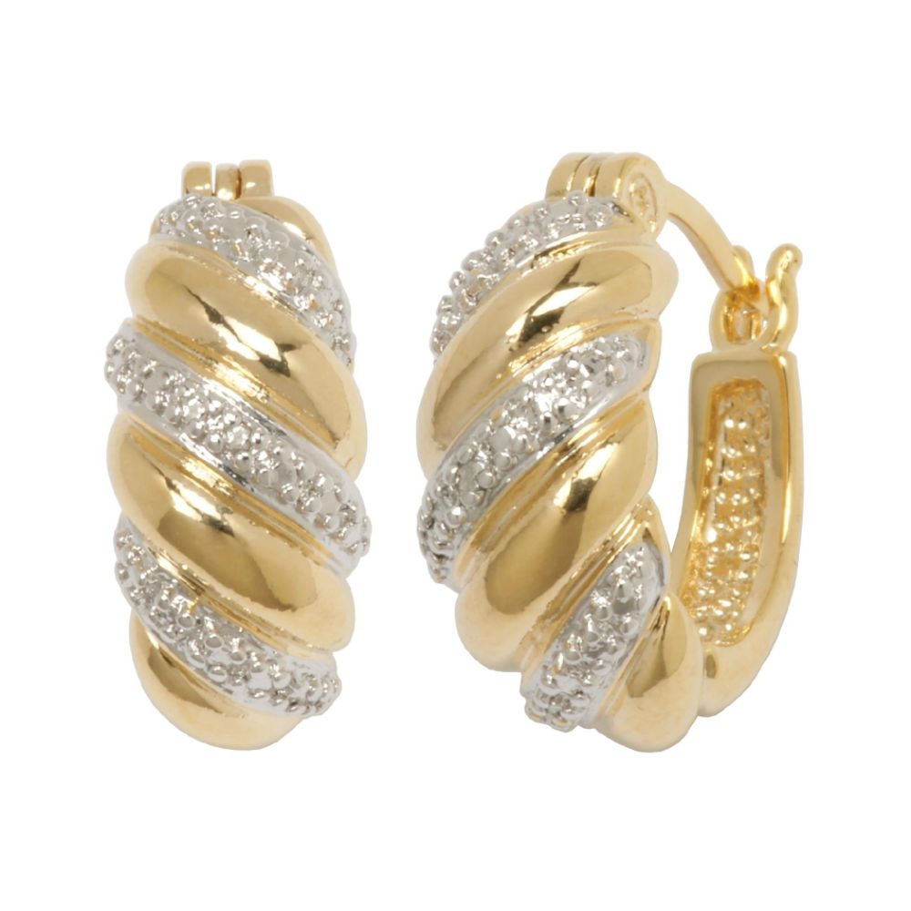 18K Gold Over Brass Diamond Accent Two Tone Hoop Earrings at Kmart.com