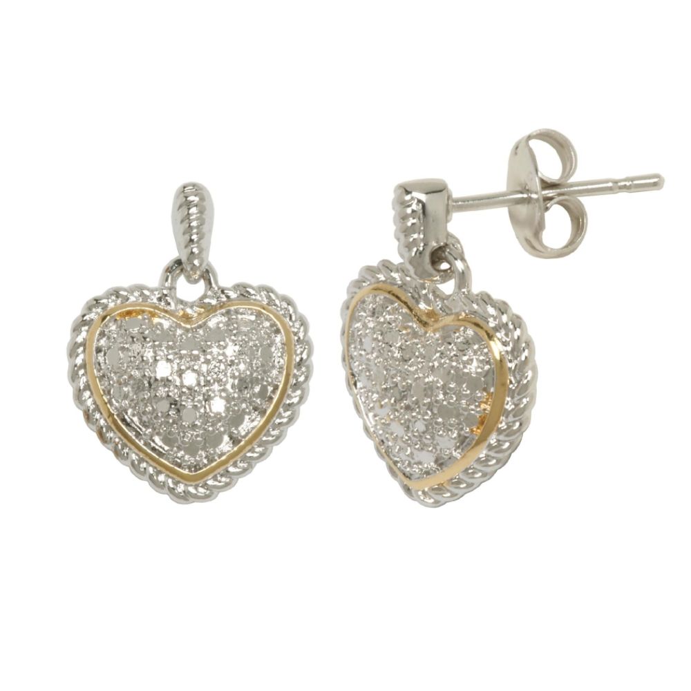 Rhodium Plated Brass Two Tone Heart Earrings at Kmart.com