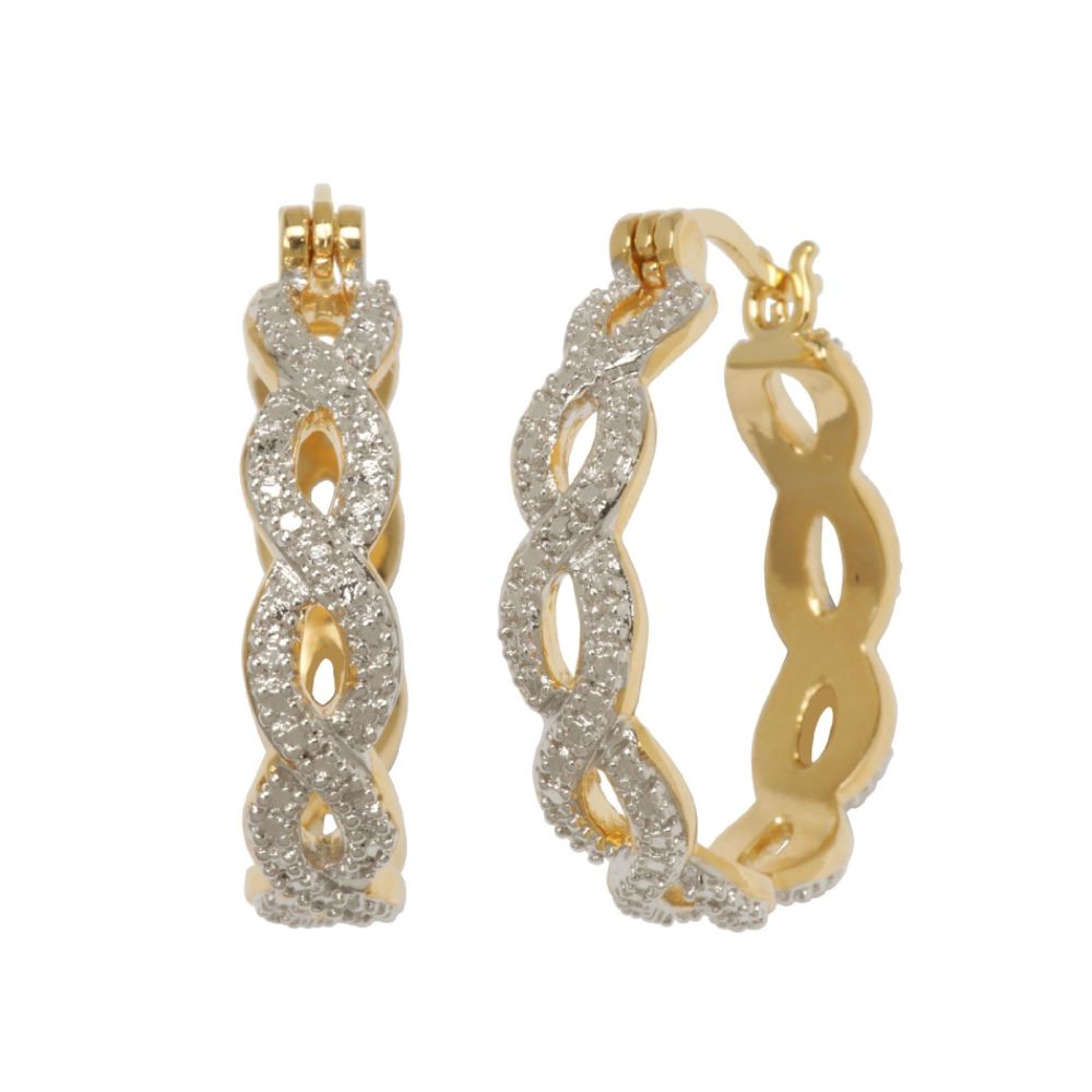 18K Gold Over Brass Diamond Accent Two Tone Hoop Earrings at Kmart.com