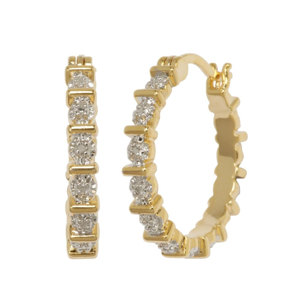 18K Gold Over Brass Diamond Accent Two Tone Hoop Earrings at Kmart.com
