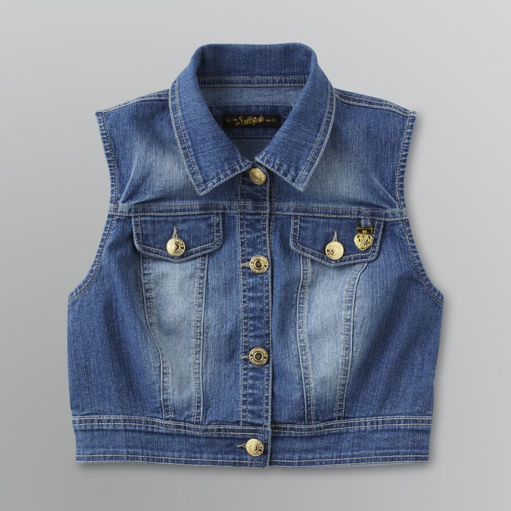 Southpole Junior's Gold Button Denim Crop Vest at Sears.com