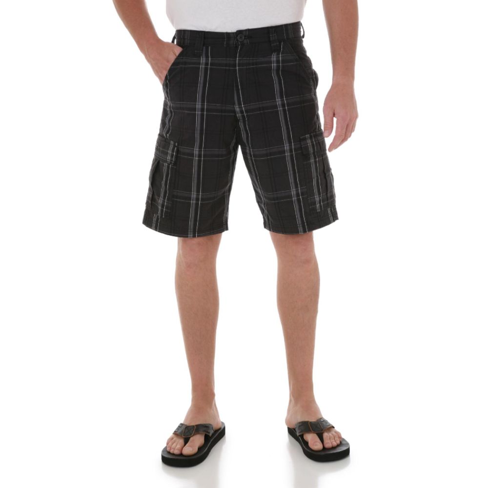 Wrangler Men’s Big & Tall Cargo Shorts Black Plaid at Kmart.com