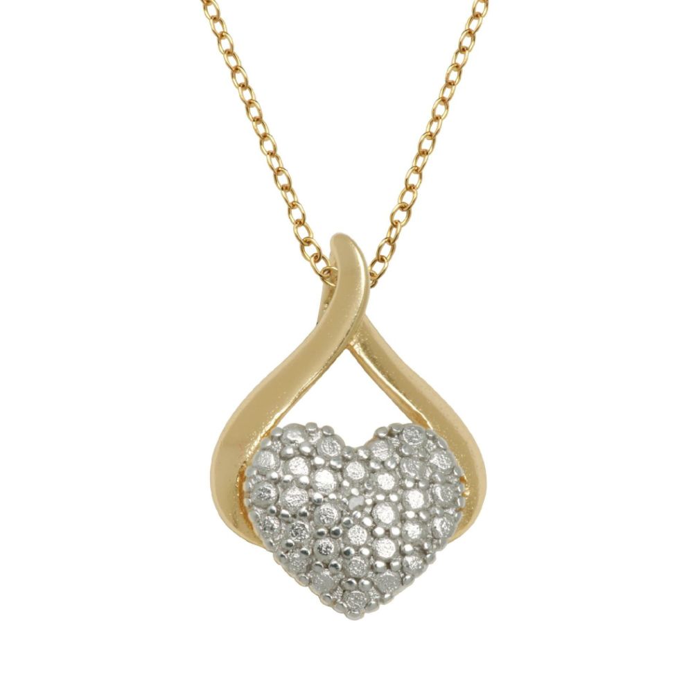 18K Gold Over Brass Diamond Accent Two Tone Heart Pendant with 18" Chain at Kmart.com