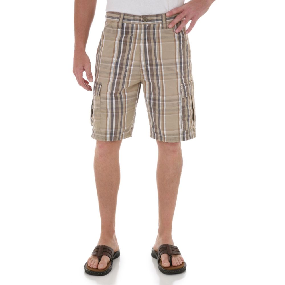 Wrangler Men's Shorts Cargo - Plaid Khaki