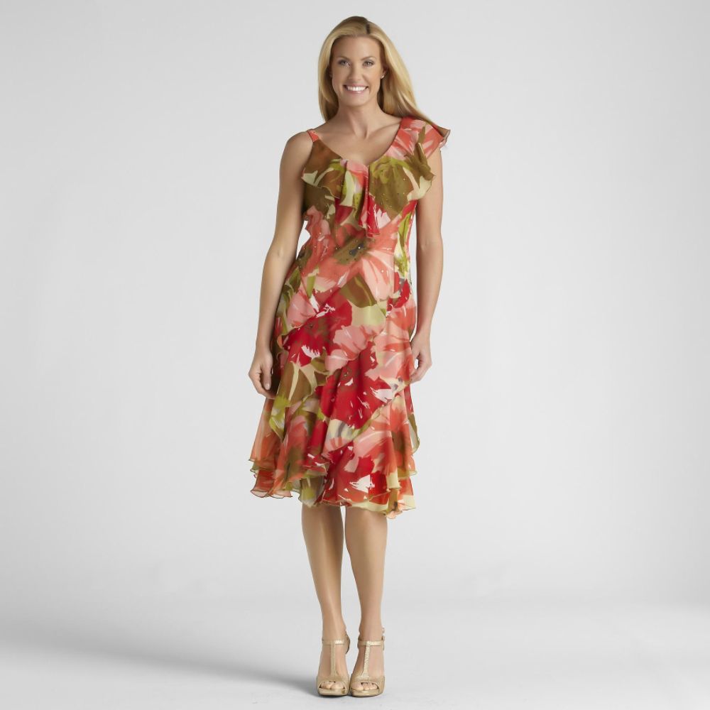 RB Collection Women's Shoulder Chiffon Floral Dress at Sears.com