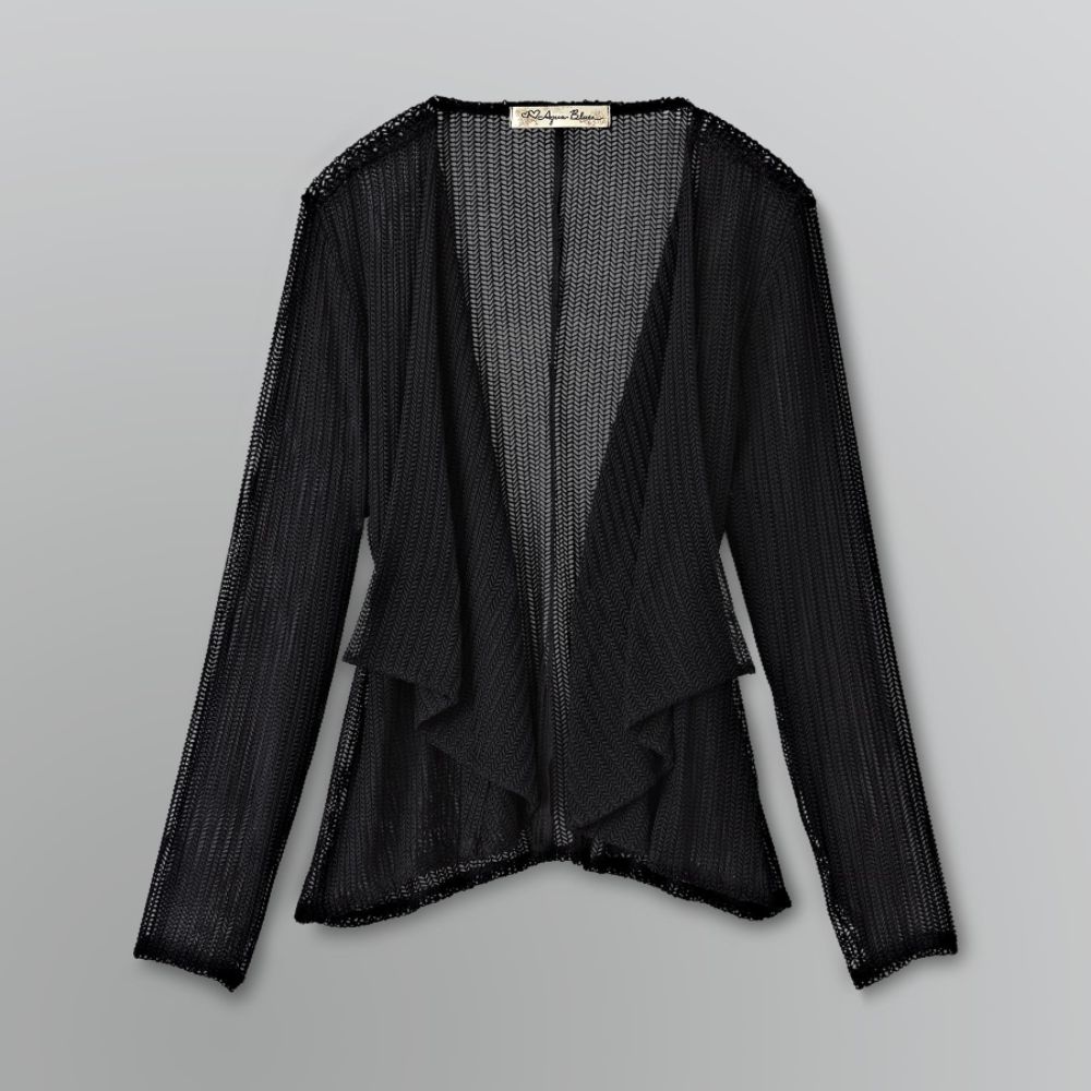 Aqua Blues Women's Plus Cascade Front Solid Ear Mesh Cardigan at Kmart.com
