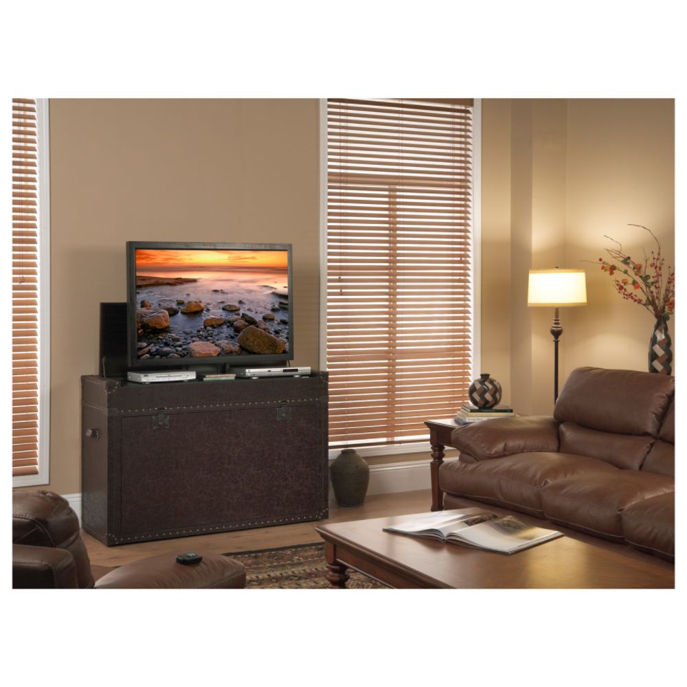 Touchstone Ellis Trunk Aged Cigar Leather TV Lift Cabinet For Flat Screen TV's Up To 46" at Kmart.com