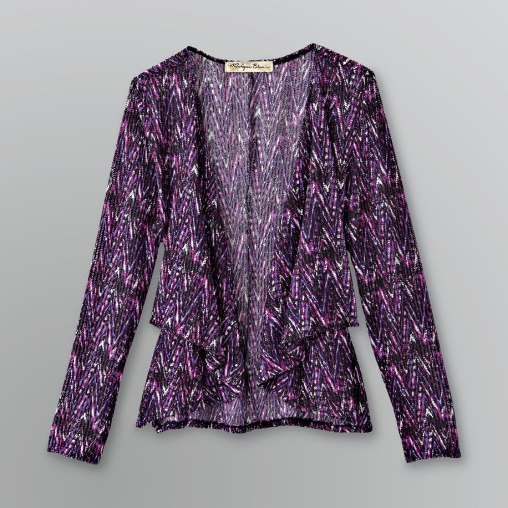 Aqua Blues Women's Plus Cascade Front Printed Ear Mesh Cardigan at Sears.com