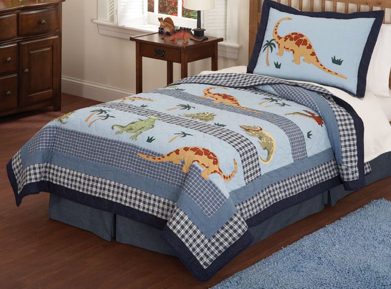 My World Dino Dave Blue Twin Quilt with Pillow Sham at Sears.com