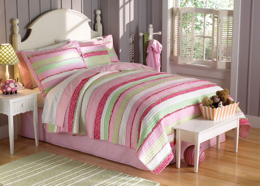 My World Annas Ruffle Pink Full / Queen Quilt with 2 Pillow Shams at Kmart.com