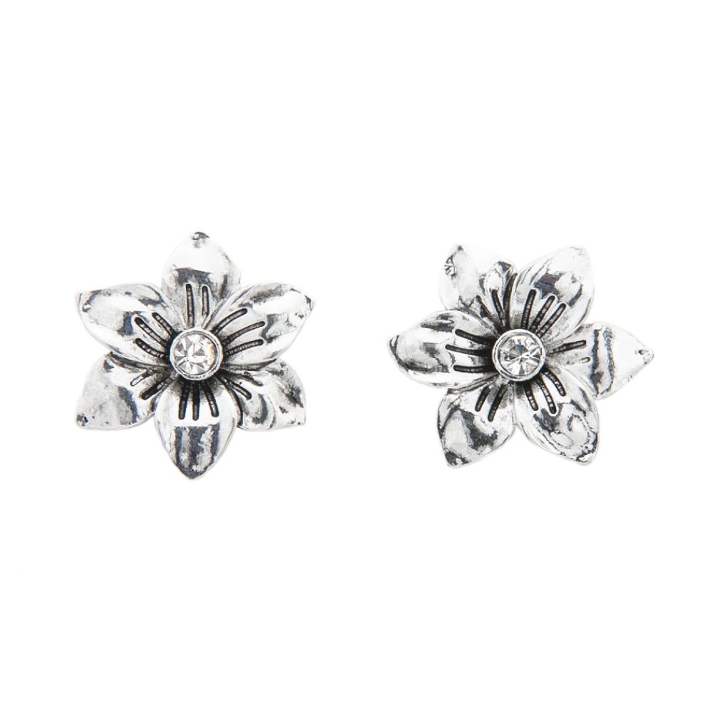 Trifari Etched Silver Tone Earrings With Crystal Center at Sears.com
