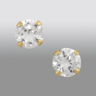 Childs Cubic Zirconia Round Stud Earrings. 14K Yellow Gold at Sears.com