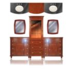 122" Double Basin Vanity in Warm Cherry Finish