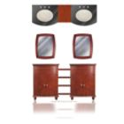 67" Double Basin Vanity in Warm Cherry Finish with 4 Adjustable 18" Shelves