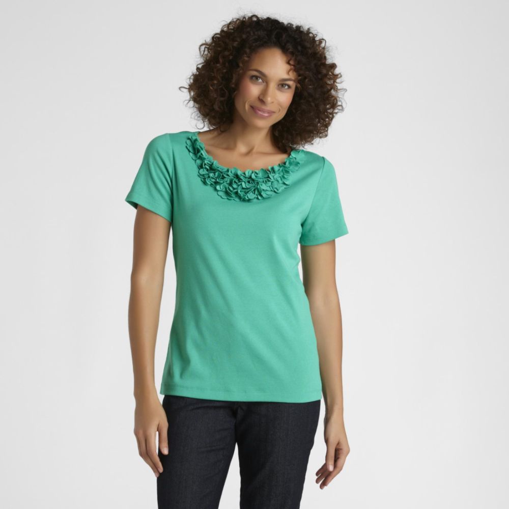 Laura Scott Women's Rosette Neckline T-Shirt at Sears.com