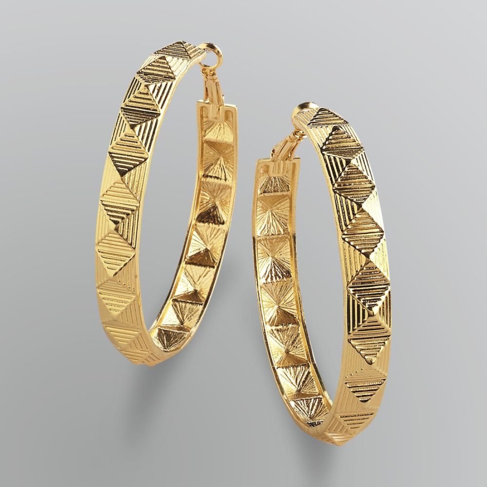Kardashian Kollection Textured Pyramid Hoop Earrings at Sears.com