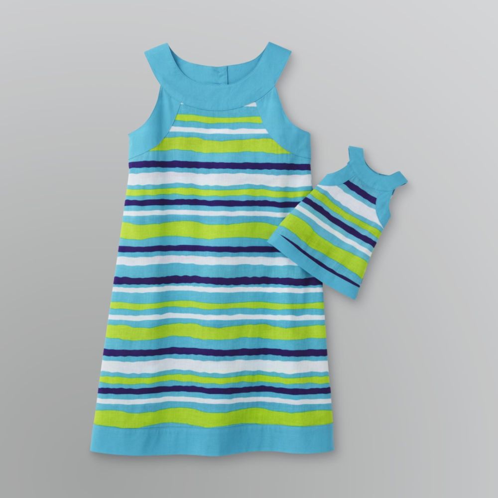 What A Doll Girls' Striped Dress w/ Matching Doll Dress at Kmart.com
