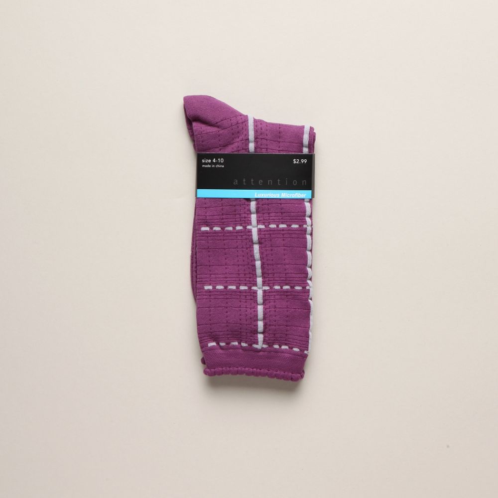 Attention Women’s Socks Luxurious Microfiber Plaid Pattern - Plum at Kmart.com