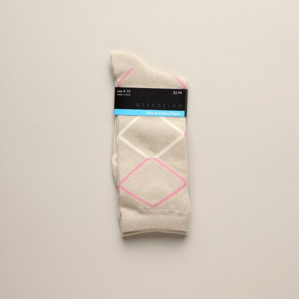 Attention Women’s Socks Ultra Soft Micro Rayon Diamond Pattern - Stone at Kmart.com