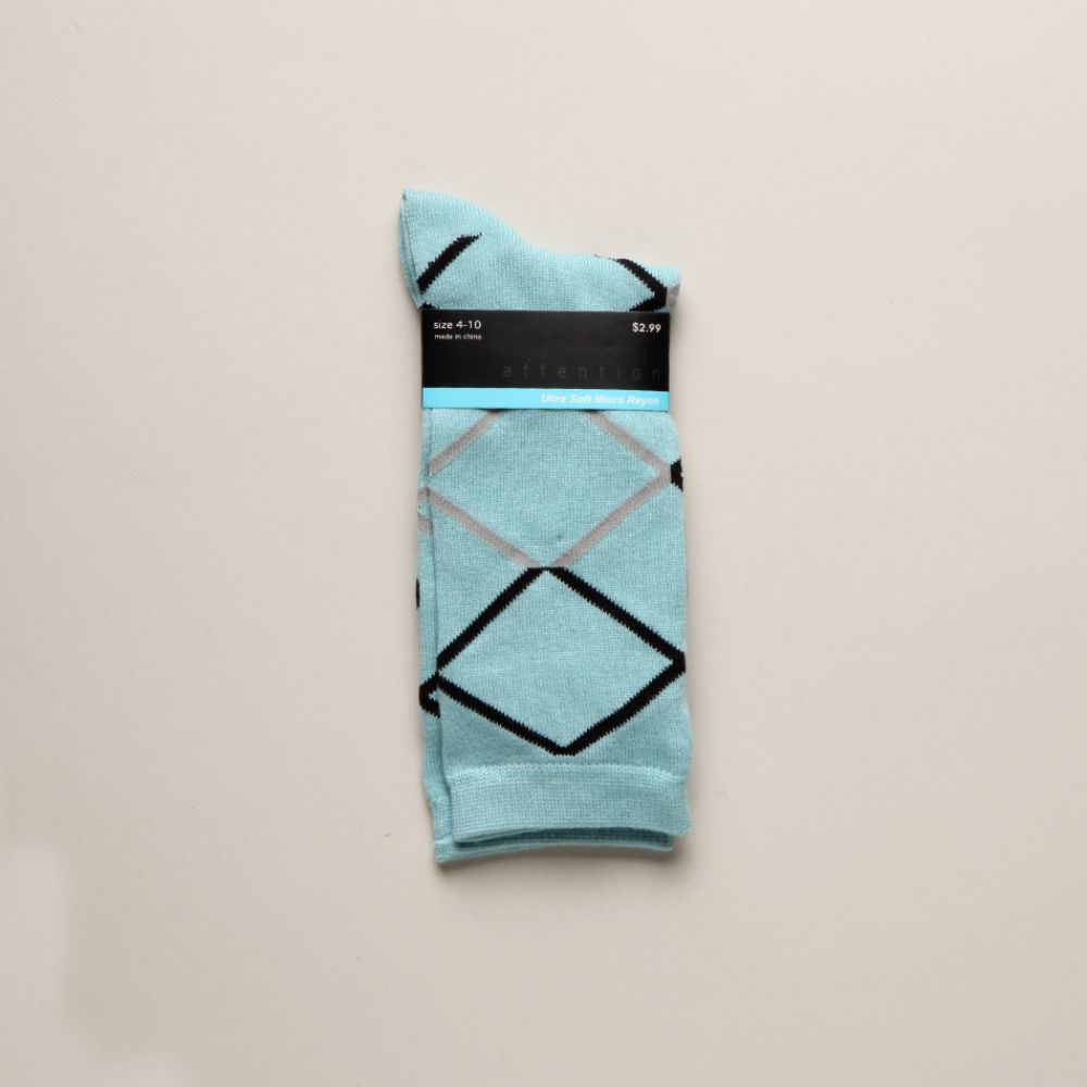 Attention Women’s Socks Ultra Soft Micro Rayon Diamond Pattern - Lagoon at Kmart.com