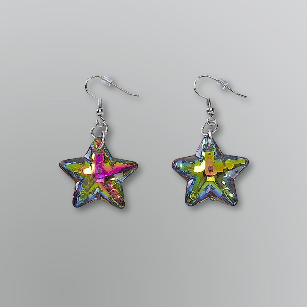 Girl’s Earrings Oil Slick Star Multicolored at Kmart.com