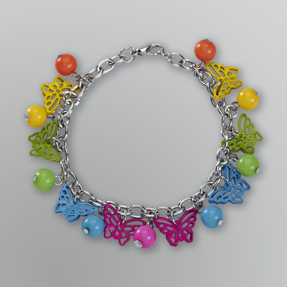 Girl’s Bracelet Charm Butterfly Multicolored Silver Plated at Kmart.com