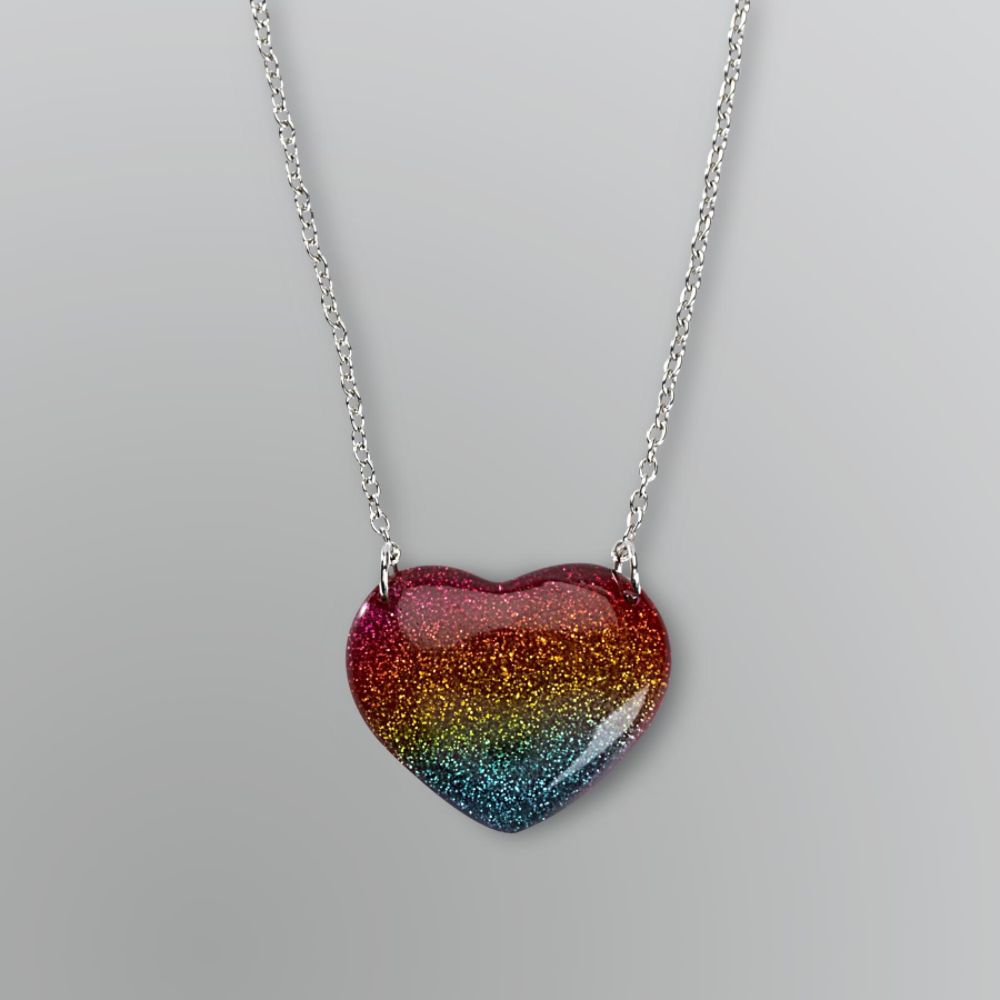 Girl’s Necklace Rainbow Heart Glitter Multicolored at Kmart.com
