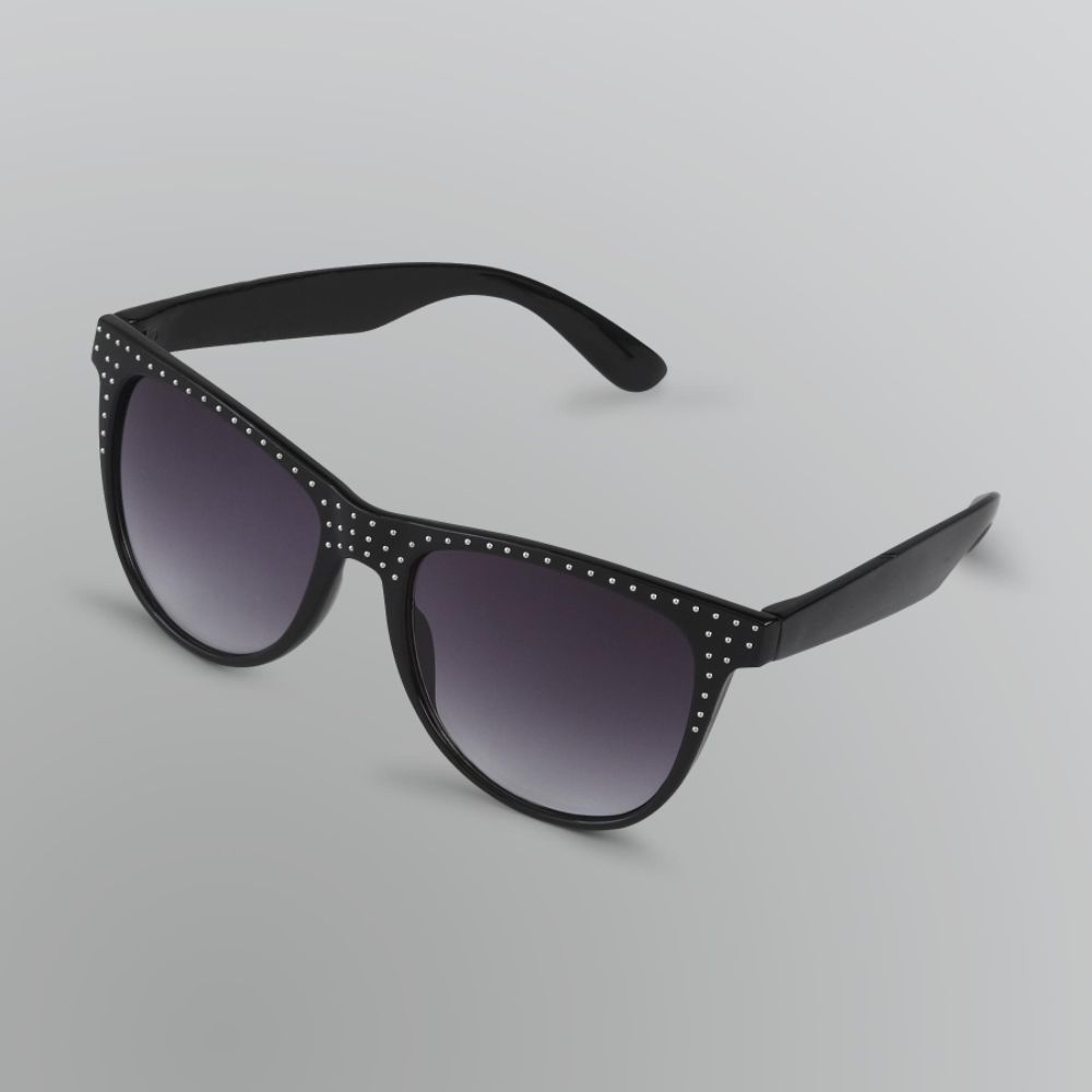 Bongo Women's Black Micro-Stud Retro Sunglasses