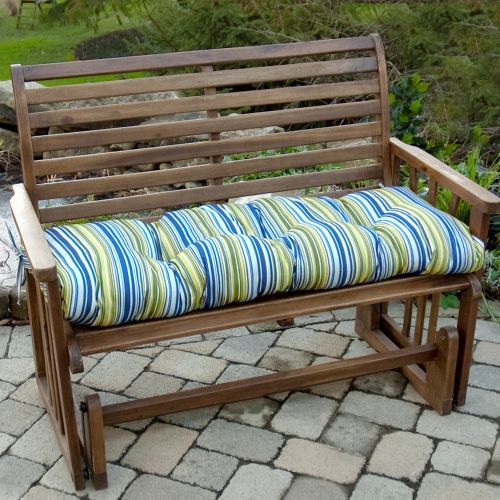 Greendale Home Fashions 46 in. Outdoor Swing/Bench Cushion, Lagoon Stripe at Kmart.com