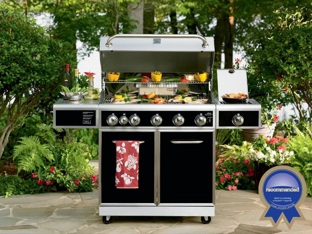 Kenmore 5-Burner Gas Grill with Ceramic Searing and Rotisserie Burners - Black at Sears.com