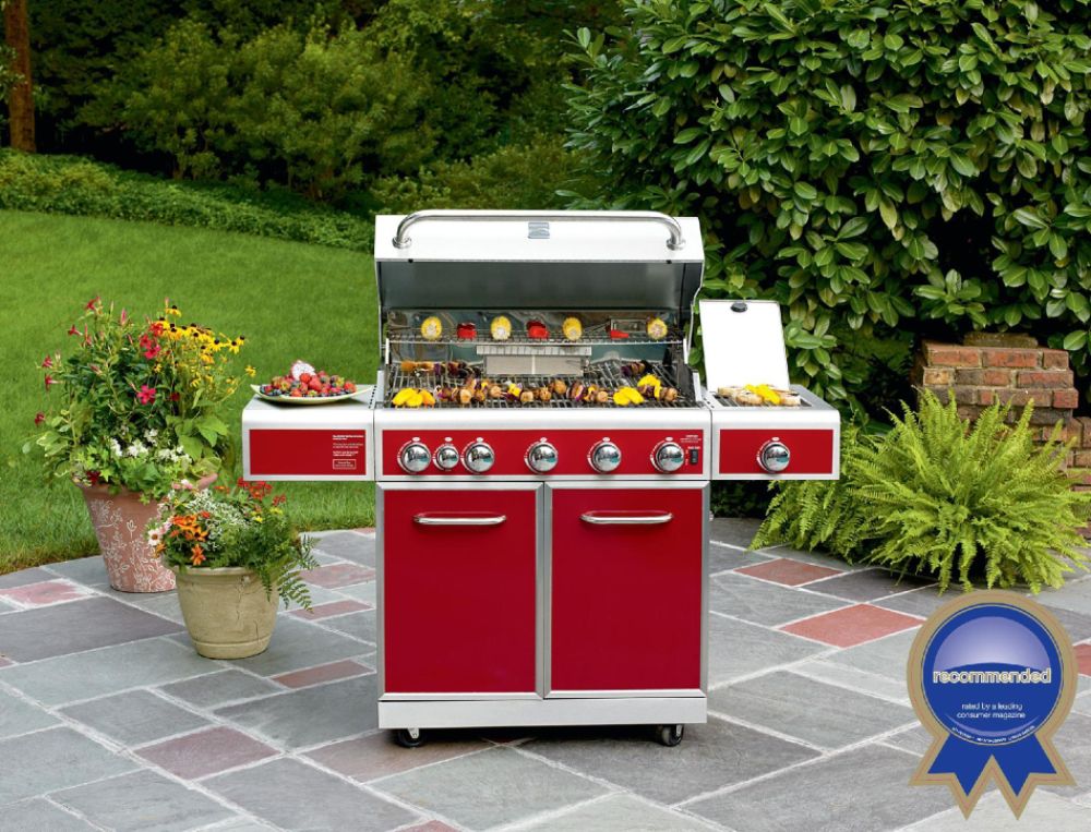 Kenmore 5-Burner Gas Grill with Ceramic Searing and Rotisserie Burners - Red at Sears.com