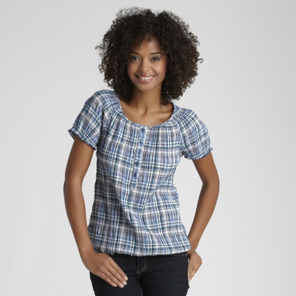 Laura Scott Women's Plaid Peasant Shirt at Sears.com